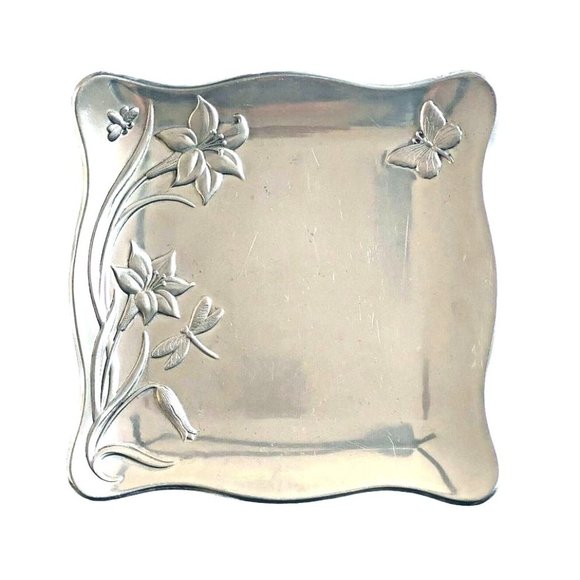 Lenox Other - Lenox Vintage 90s Embossed Butterfly Relief Meadow Metal Large 13x13 Tray